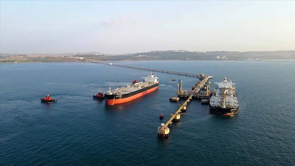 Photo shows a general view of Türkiye's Mediterranean port of Ceyhan, which is run by state-owned Petroleum Pipeline Corporation.