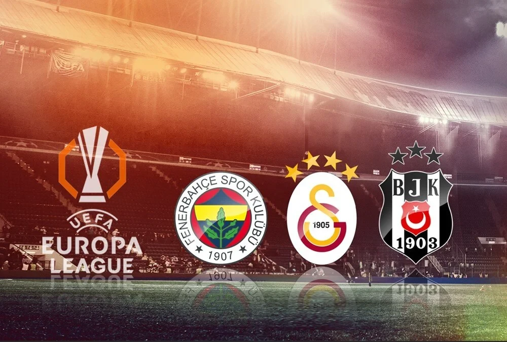 The logos of Besiktas, Fenerbahce, and Galatasaray displayed side by side, along with their respective team colors.