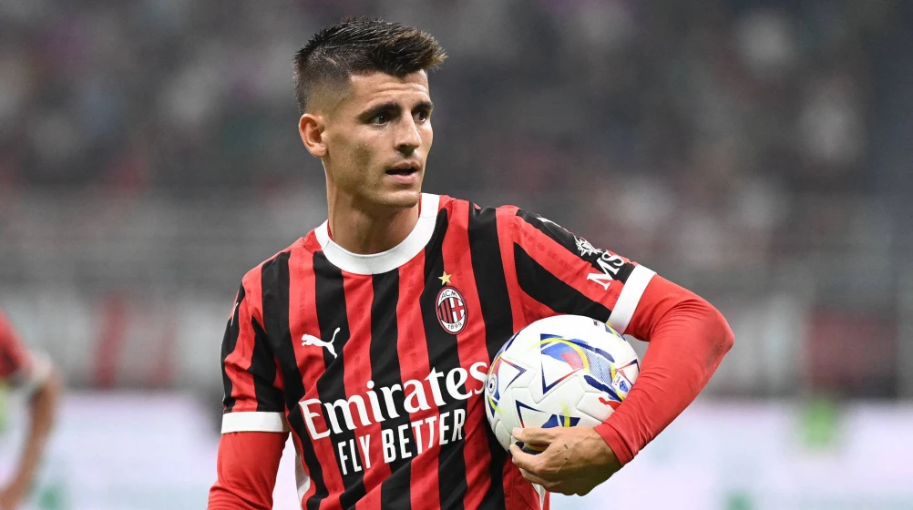 Photo shows Milan's star Spanish player Alvaro Morata.