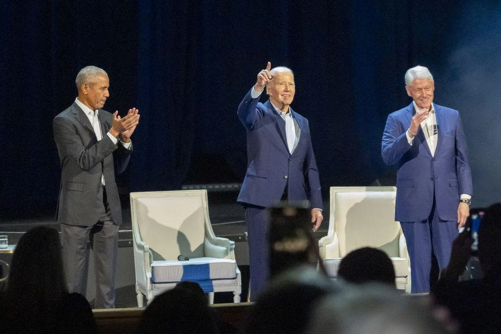 Biden raises record $26 million at fundraiser with Obama and Clinton