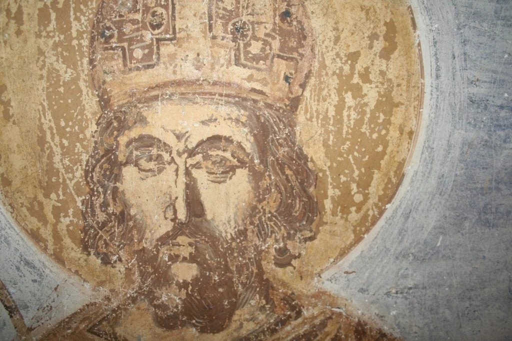 Detail of discovered portrait of Constantine XI Palaiologos, Dec. 19, 2024. (Photo via Ministry of Culture of Greece)