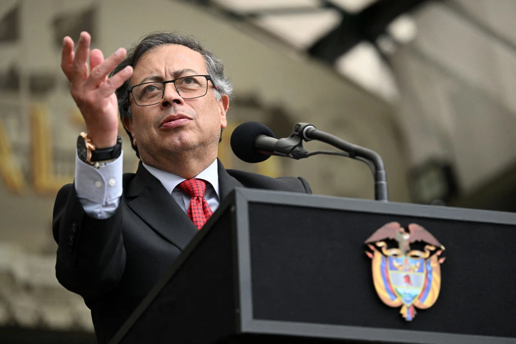 photo shows colombia President Gustavo Petro on stage