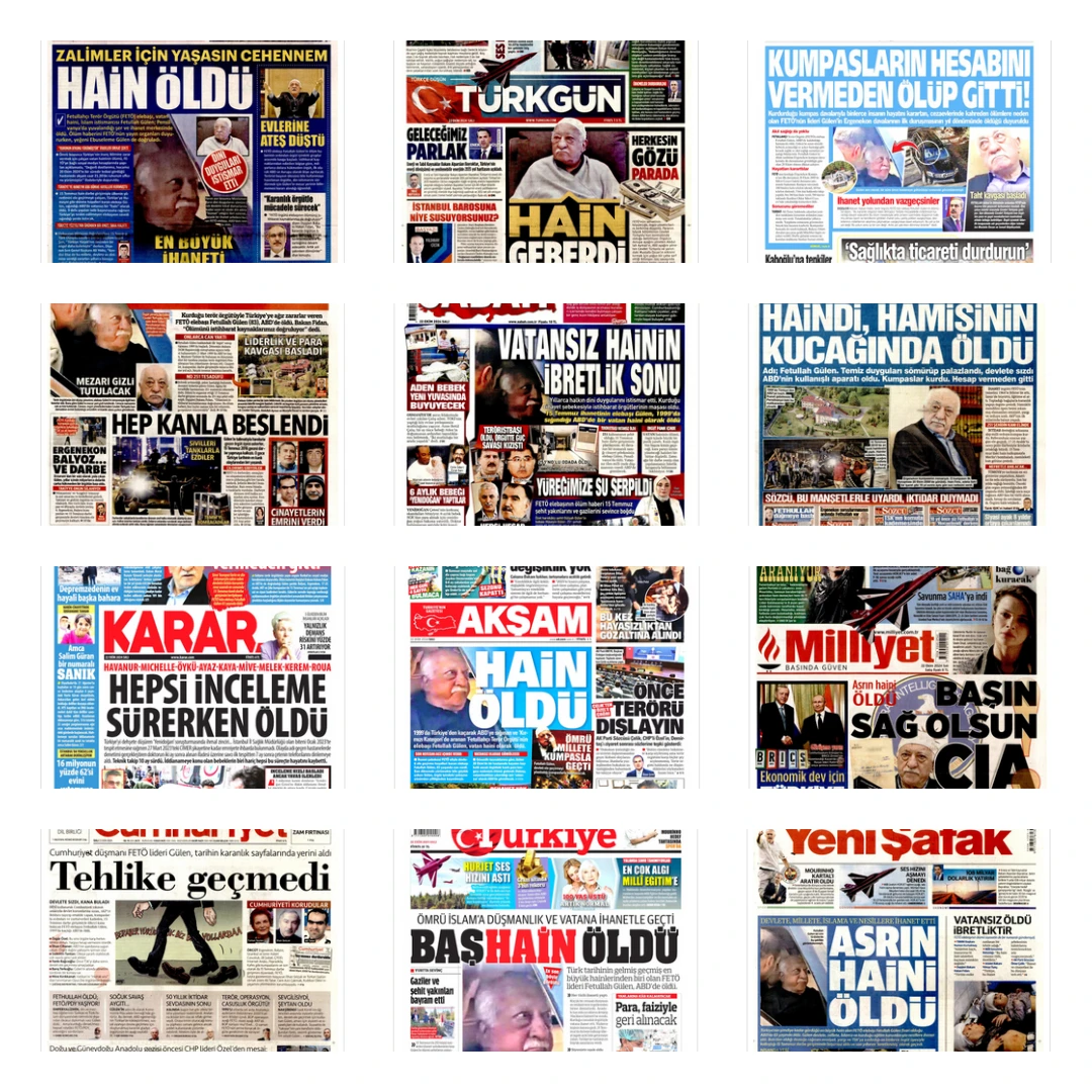 This is how Turkish dailies covered death of ringleader Fetullah Gulen