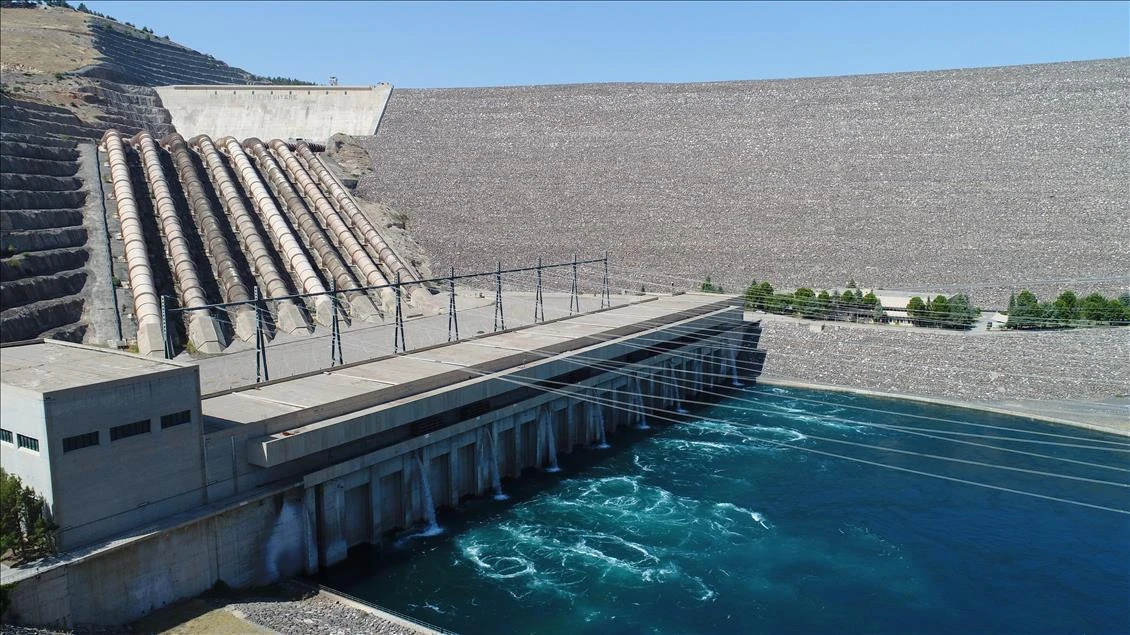 Spillway gates and outlet pipes of a dam