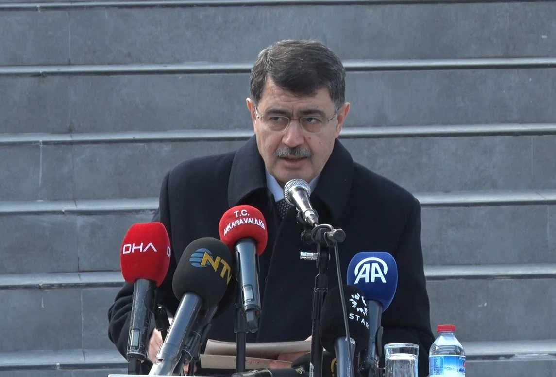 Vasip Sahin, Ankara Governor, speaks after the death of 33 people