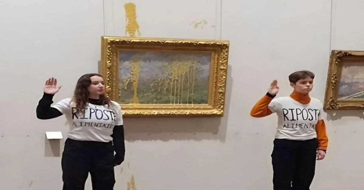 Activists throw soup at Claude Monet's 'Le Printemps' in French museum