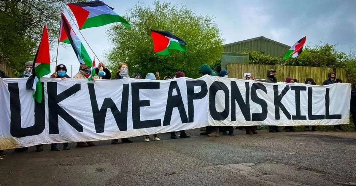 Demonstrations in support of Gaza in UK outside defense companies