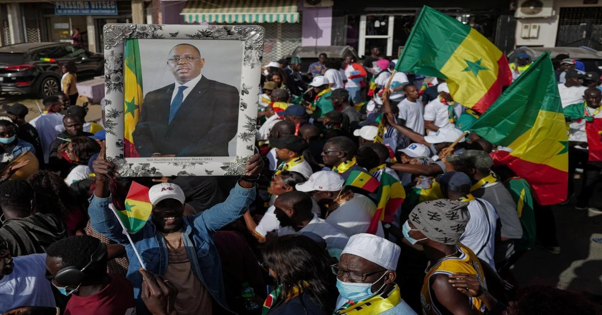 Demonstrators protest against delay in presidential election in Senegal