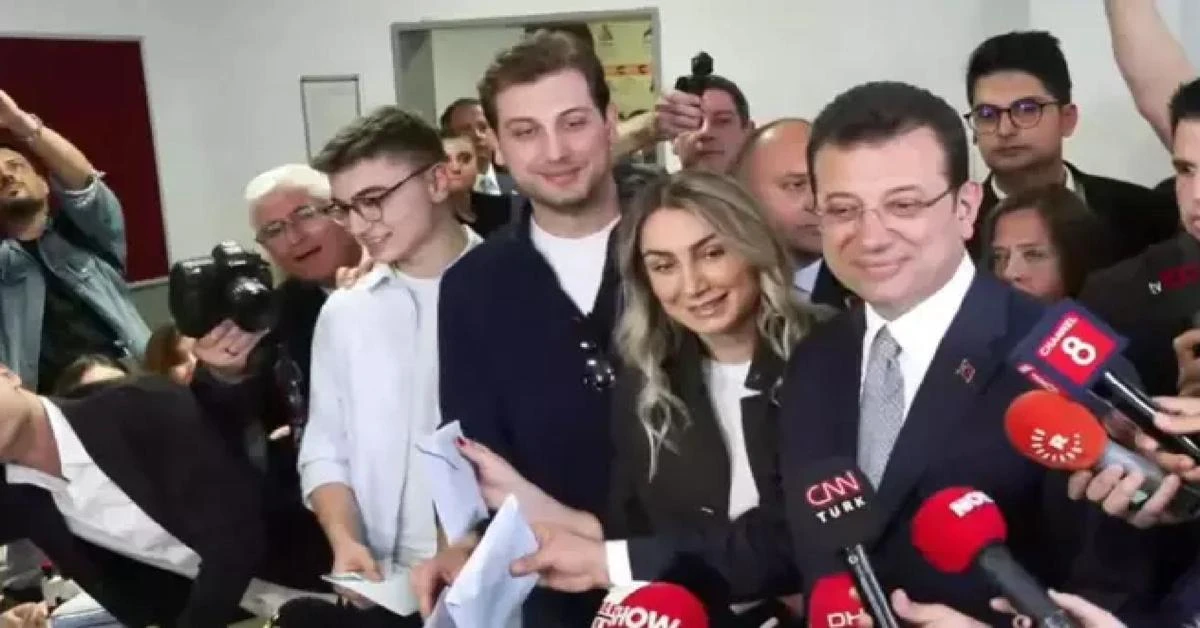 Istanbul Mayor Ekrem Imamoglu casts his vote in Beylikduzu