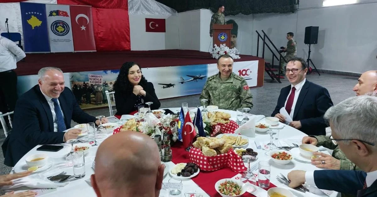 Kosovo President Osmani attends Turkish soldiers' iftar in KFOR