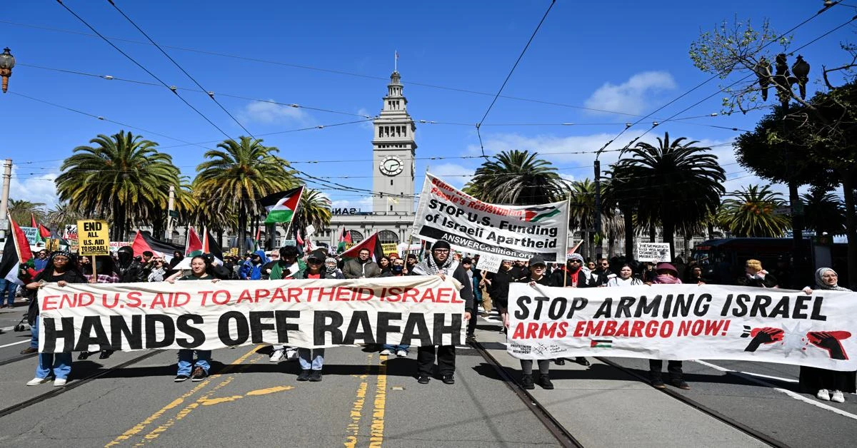 Pro-Palestinian demonstrators in San Francisco rally against Israeli attacks