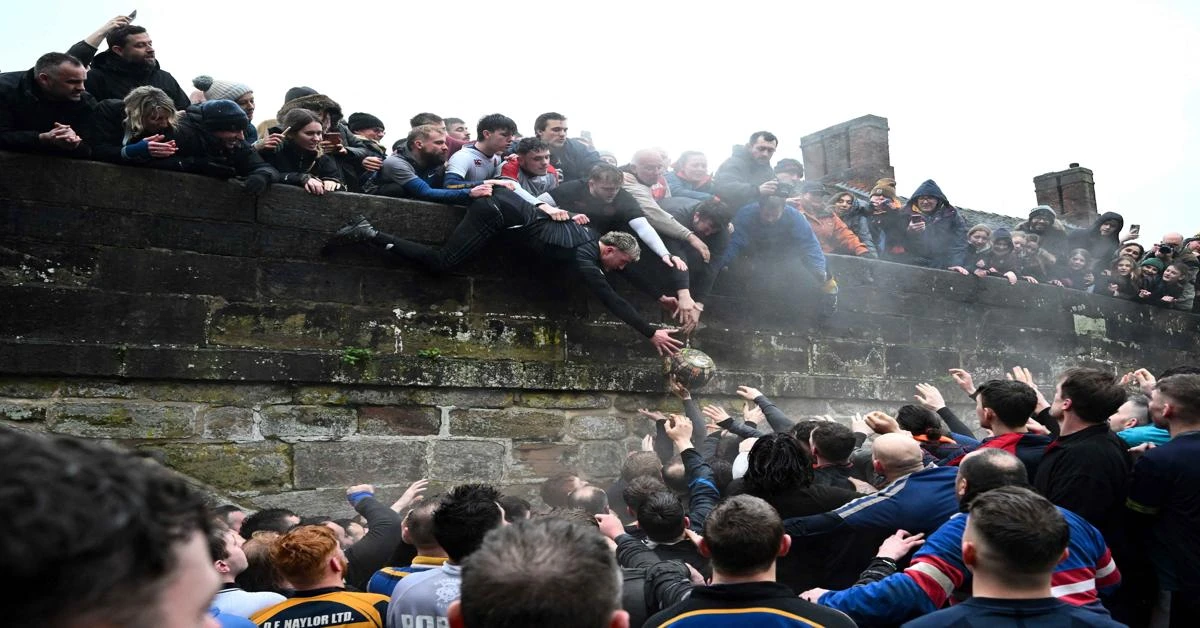 Royal Shrovetide football match takes place in Ashbourne