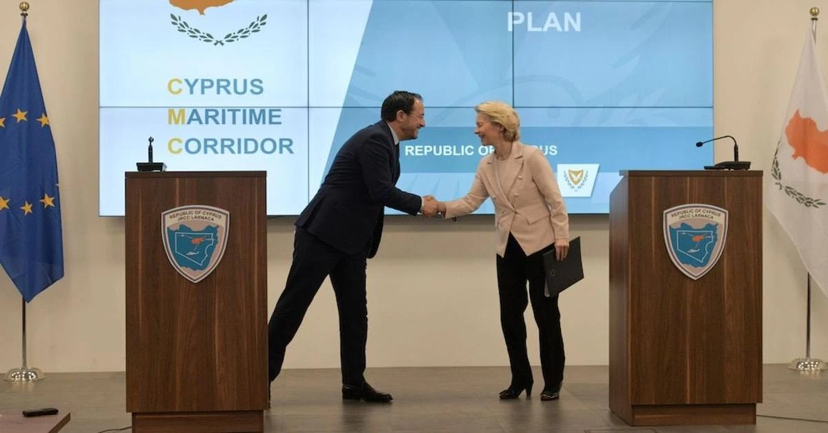 Von der Leyen announces humanitarian sea corridor from southern Cyprus to Gaza