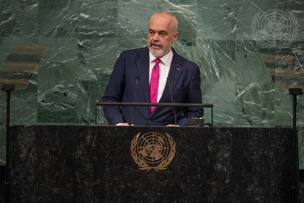 edi rama delivers a speechh at un summit in new york