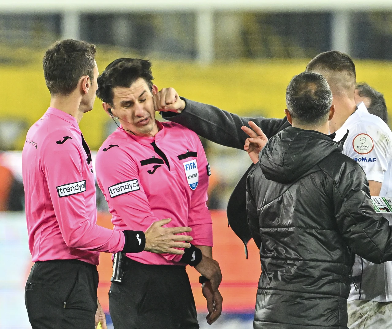 Turkish football club president, referee attack