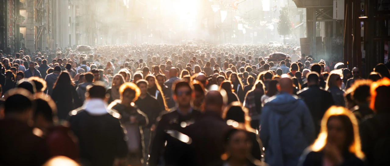 A densely crowded pedestrian street in Istanbul