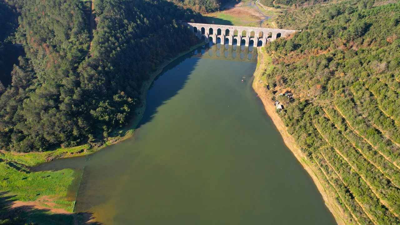 Alibeykoy Dam which is supplying water to the Istanbul, Türkiye. (IHA Photo)