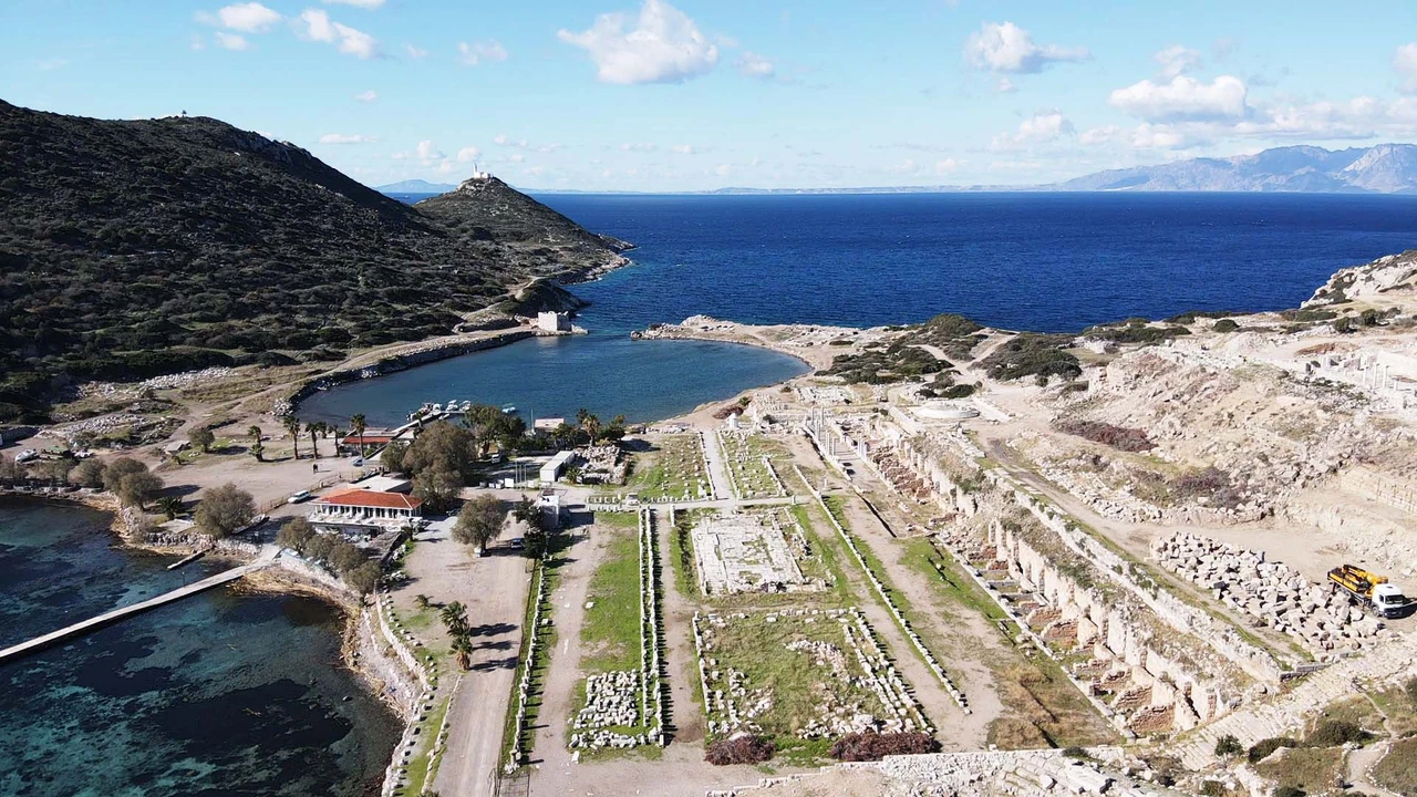 An aerial view of the 2,600-year-old ancient city of Knidos