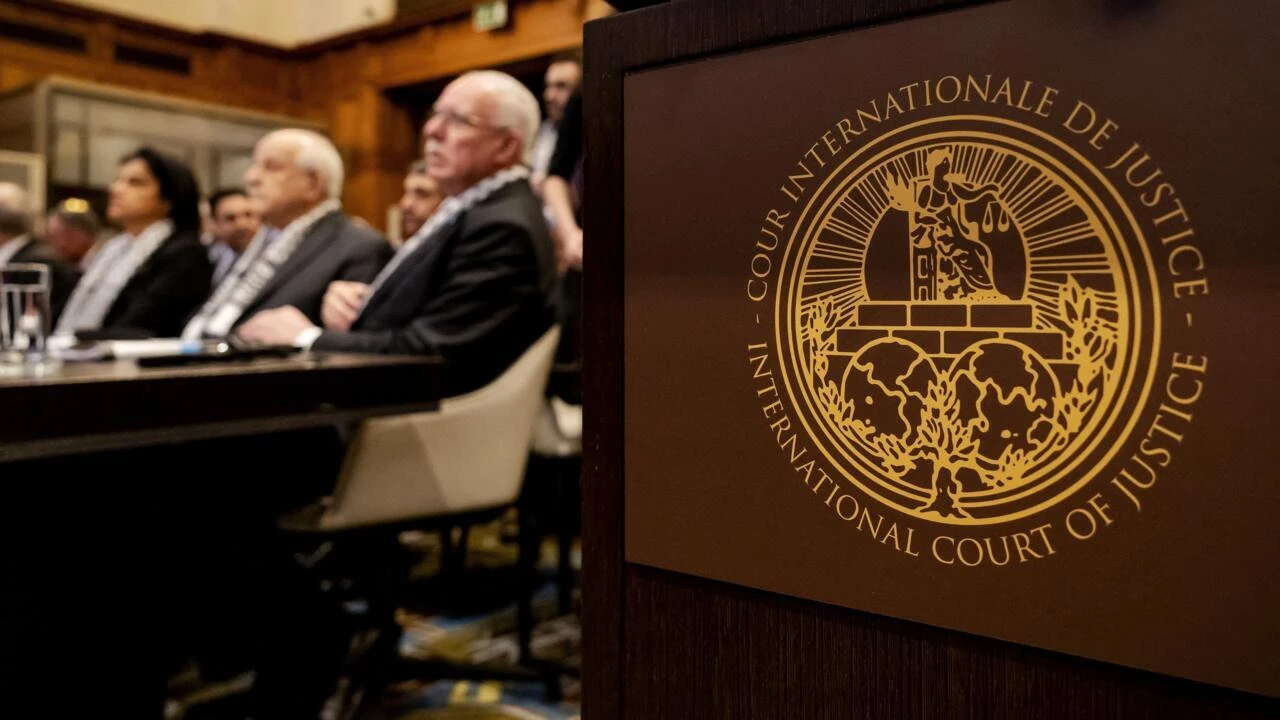 Photo shows the Logo of the International Court of Justice (ICJ)