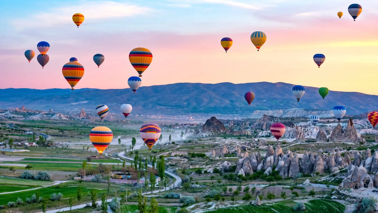 Hot air balloons fill the skies of Turkish fairytale land Cappadocia