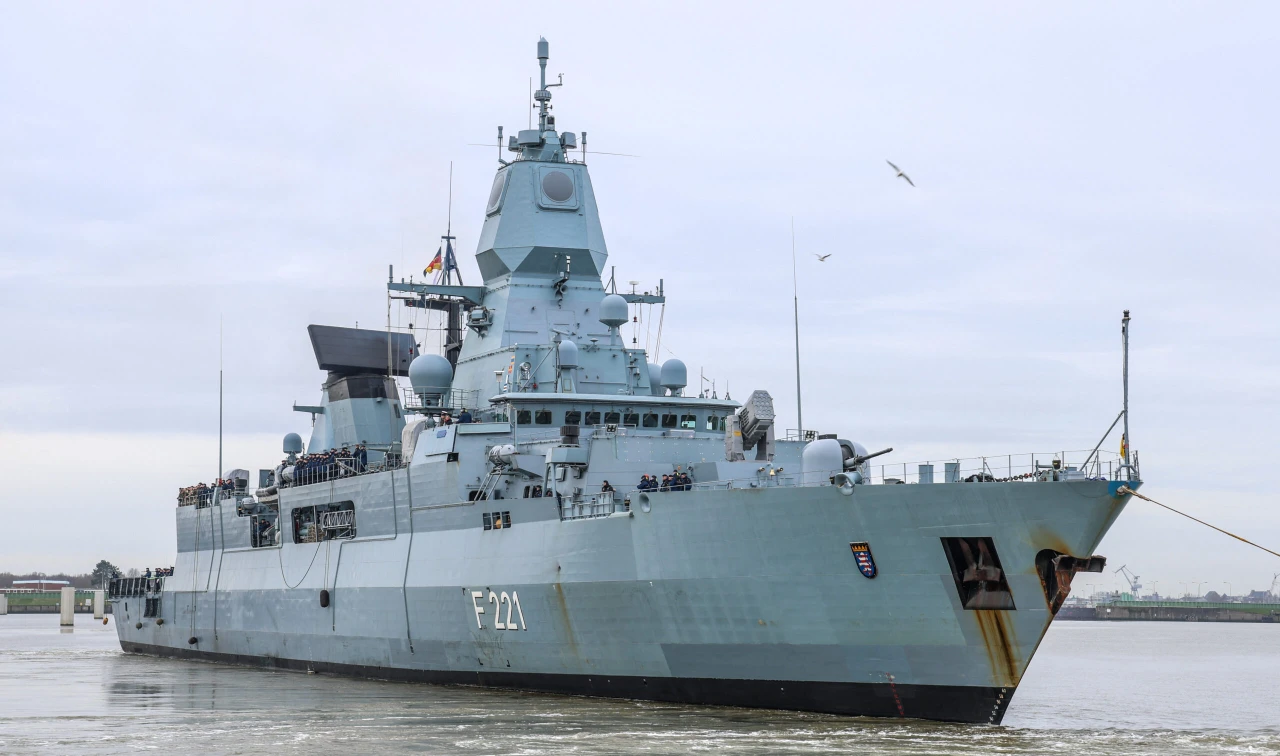 German Navy frigate F 221 Hessen departs from its home port in Wilhelmshaven for the Mediterranean on February 8, 2024