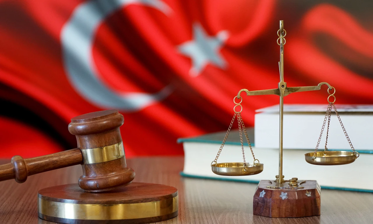 Turkish flag and court