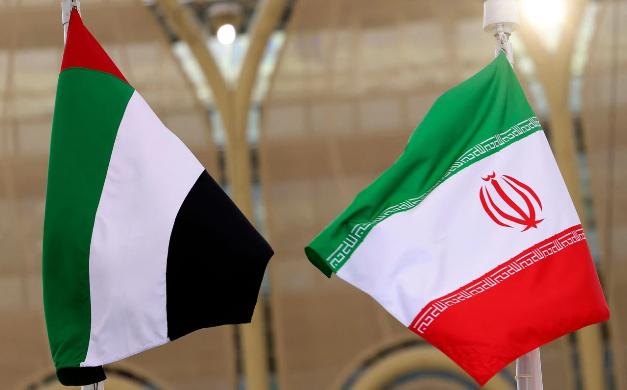 The flags of United Arab Emirates and Iran