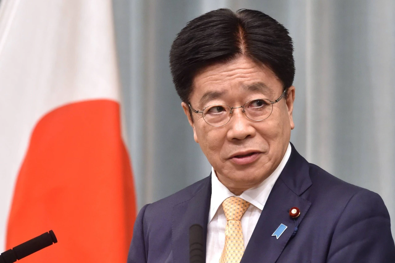 Photo shows Japan's finance minister Katsunobu Kato