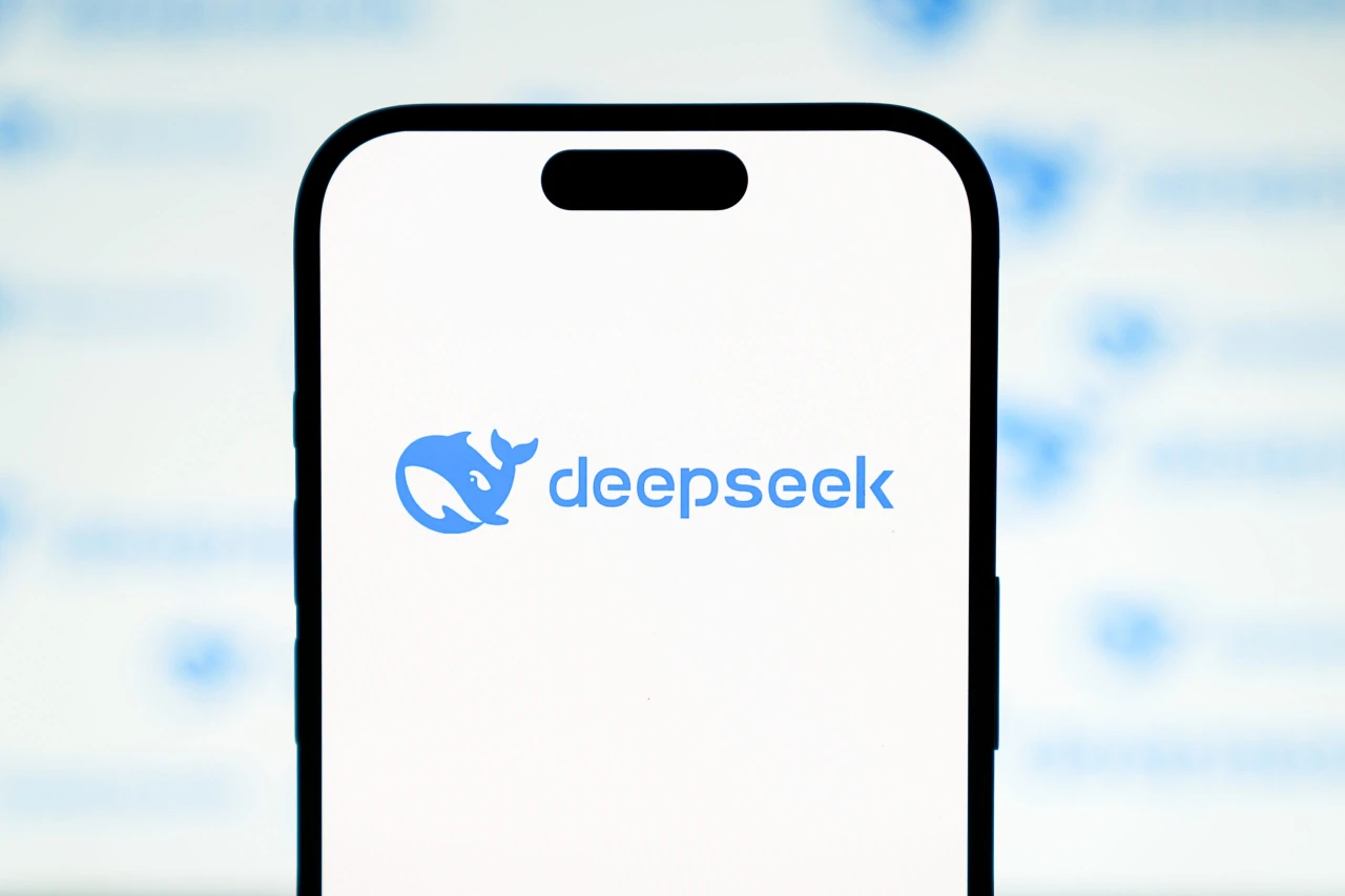 Photo shows DeepSeek logo is seen on a mobile screen