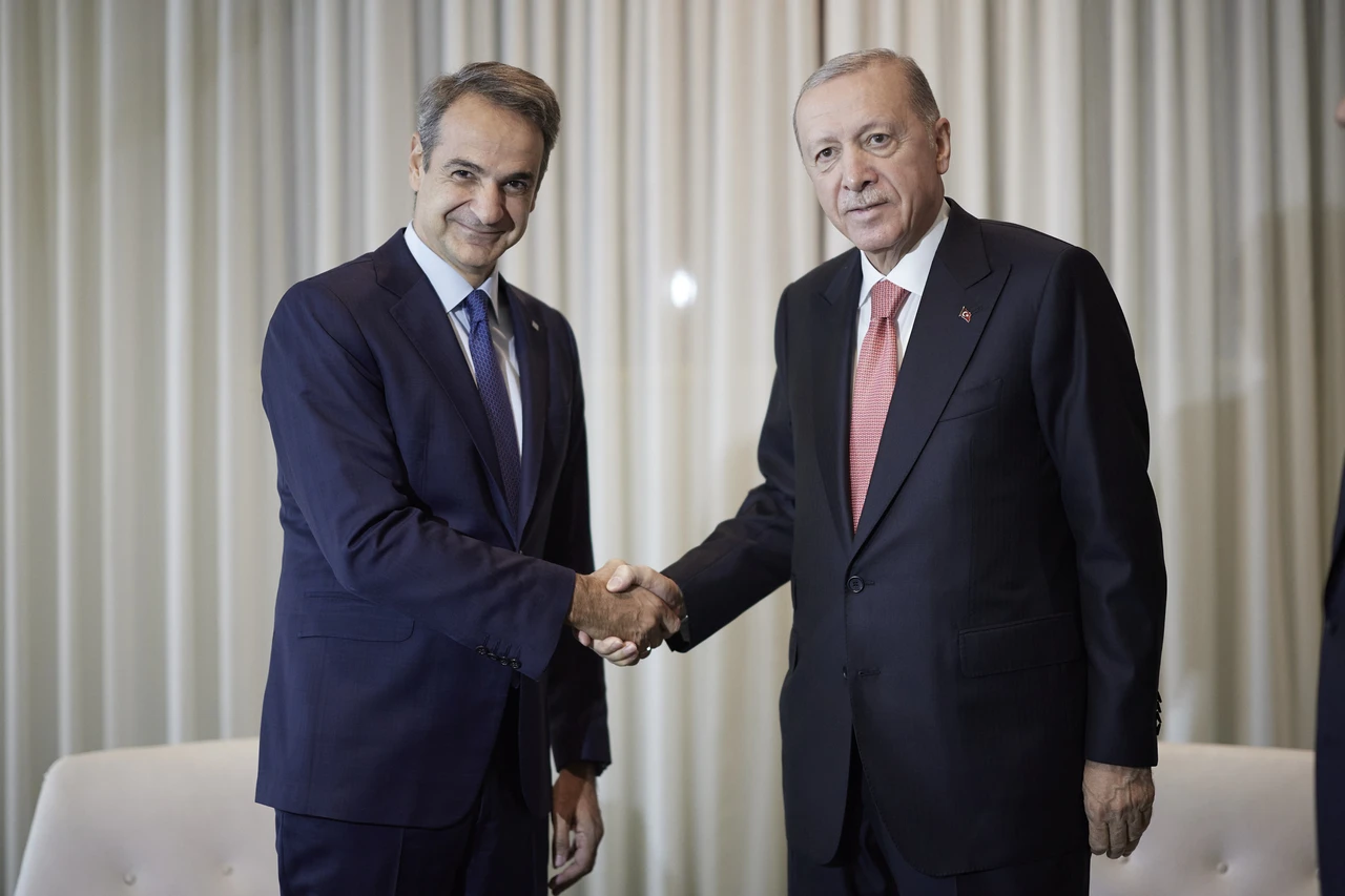 President Erdogan and Greek Prime Minister Kyriakos Mitsotakis