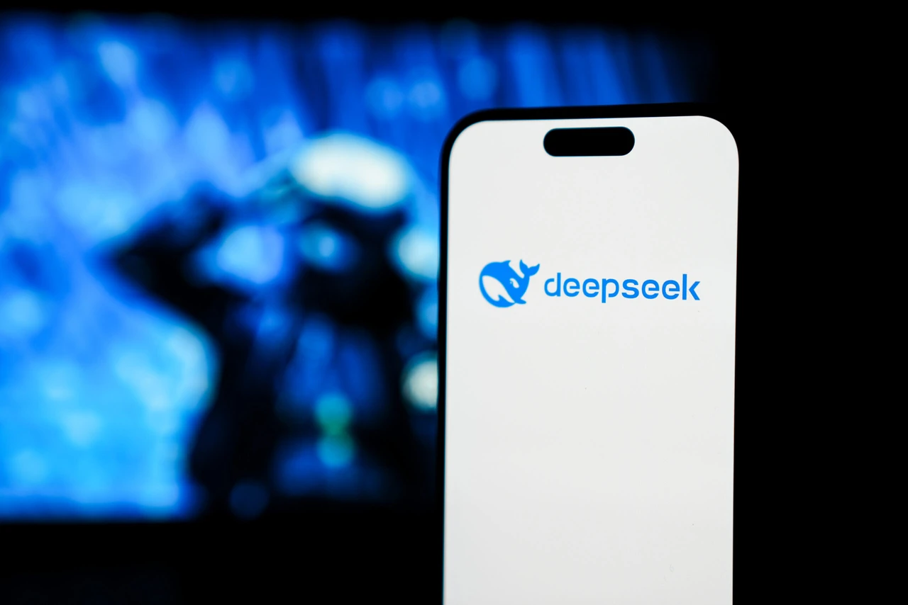 Photo shows DeepSeek logo on a mobile screen