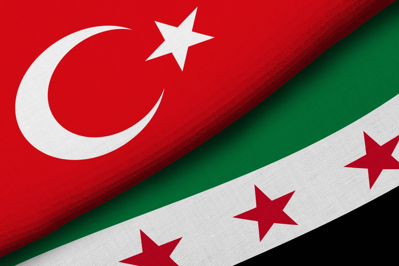 The image features the flags of Türkiye and Syria placed closely