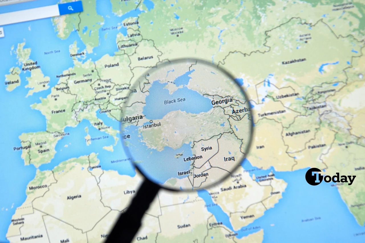 A computer screen showing Google Maps with a magnified view of Turkey.