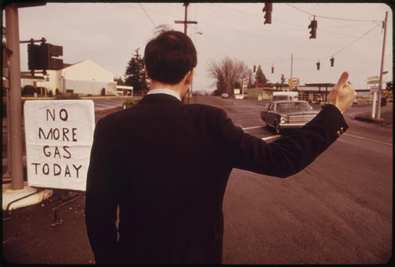 a businessmen hitch-hiking