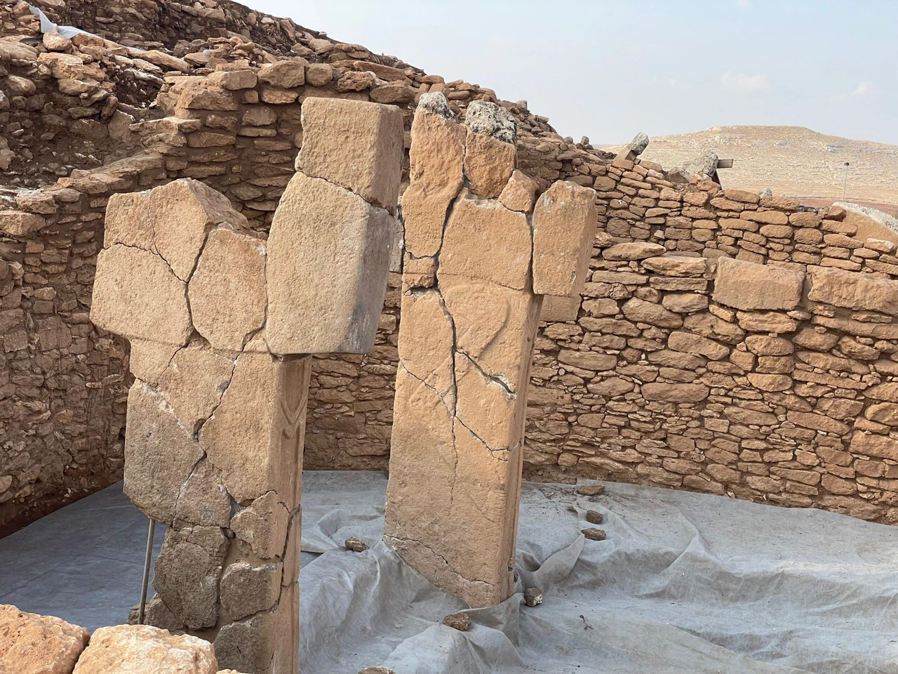 Archaeological excavation site at Karahantepe in Sanliurfa, Türkiye, showing ancient structures and ongoing research, November 5, 2024. (Photo by Koray Erdogan/Türkiye Today)