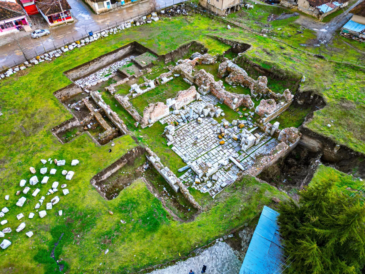 gladiator arena - The ancient ruins of Sebastapolis, a site where gladiators once fought, in Tokat's Sulusaray district, Turkey. February 7, 2025.