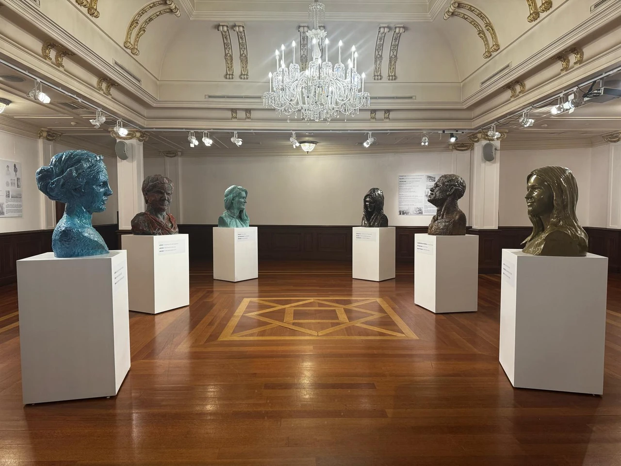 Artwork by George Petridis displayed in the "Hellenic Heads" exhibition exploring Greek history and culture.