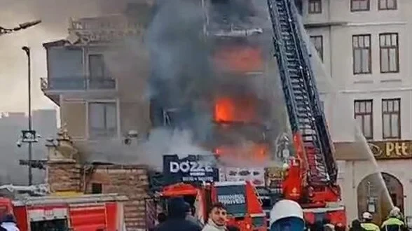 Major fire near Istanbul's Spice Bazaar in Eminonu