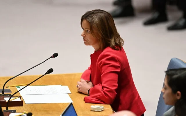 Tanja Fajon Minister for Foreign and European Affairs speaks during a UN Security Council meeting on the situation in the Middle East, and the Israel-Hamas war at the United Nations headquarters in New York City, November 29, 2023 (AFP Photo)