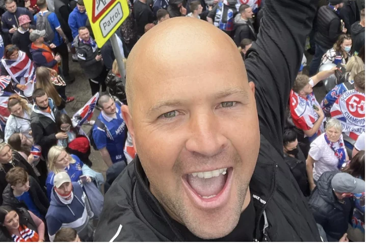 Christopher Potter, Rangers fan who died after being hit by a car in Turkey is cheering in the picture