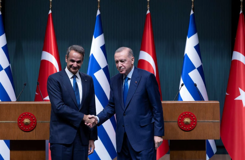 President Tayyip Erdogan and Greek Prime Minister Kyriakos Mitsotakis