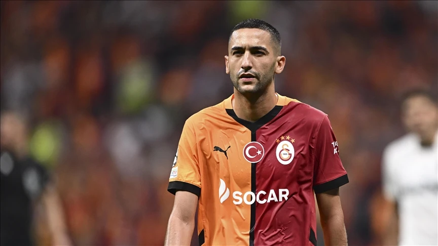 Hakim Ziyech, a former player for Galatasaray, is pictured during his time as a right winger for the Turkish football club.