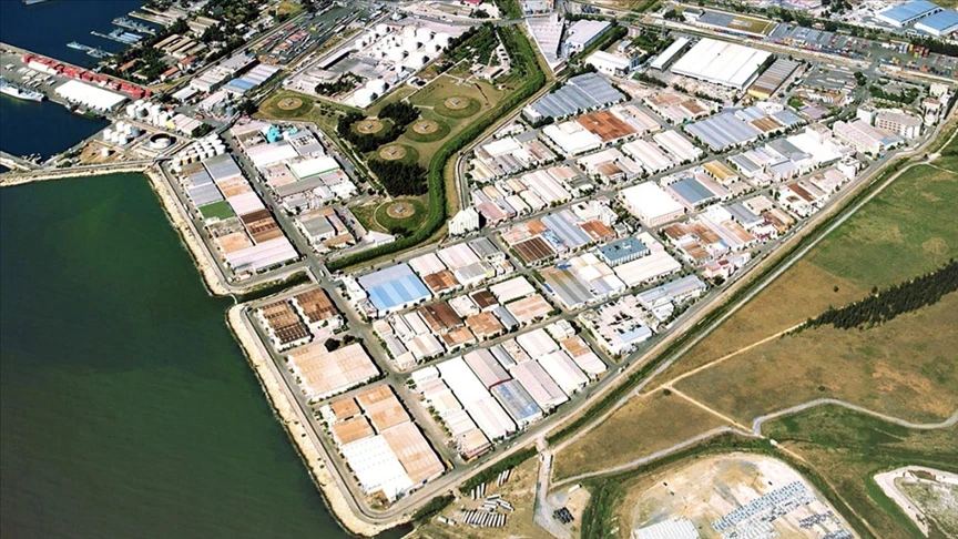 A high-angle aerial view of a trade hub