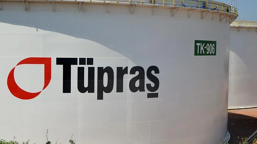 Tupras oil storage tank with company logo visible