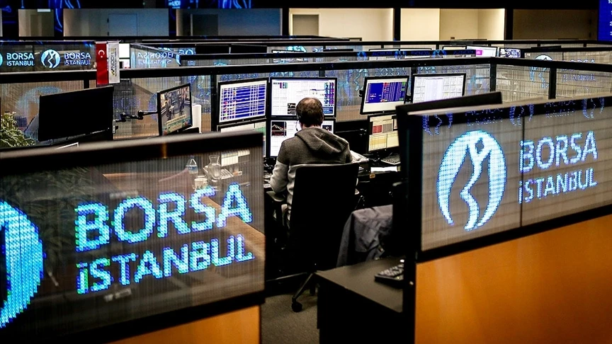 Traders work at Borsa Istanbul trading floor desks