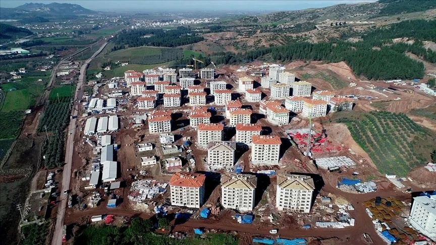 Aerial view of post-earthquake housing complex in southeastern Türkiye