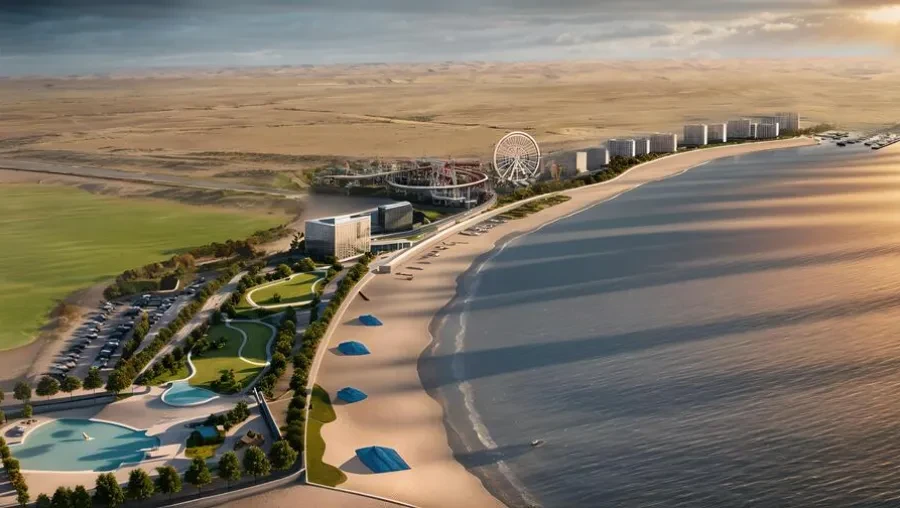 Illustration of planned Trump resort along Qatar coastline