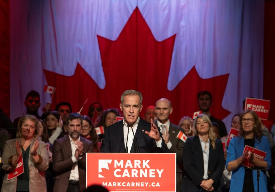 Photo shows Canada's Liberal Party leadership candidate Mark Carney