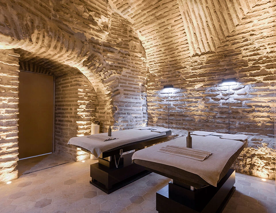 A 1,500-year-old cistern near Hagia Sophia in Istanbul, repurposed as a massage parlor, Turkish bath, and pool.