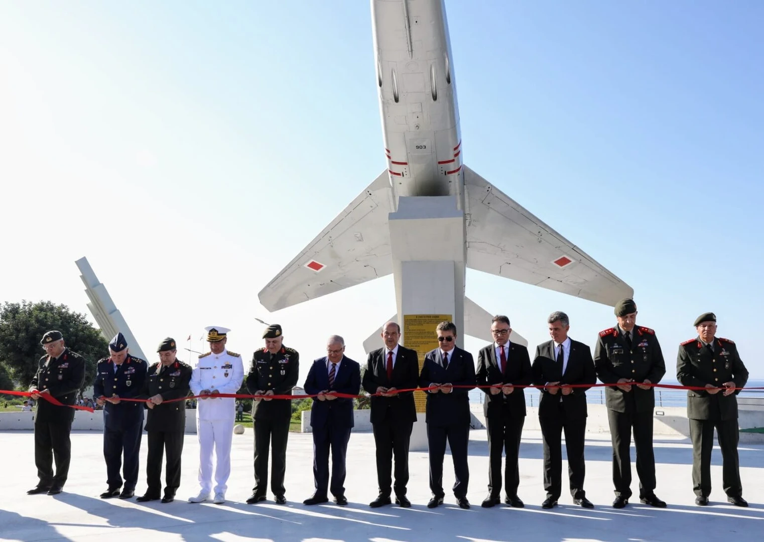 F-100 monument used in Cyprus Peace Operation inaugurated in Kyrenia, Turkish Cyprus